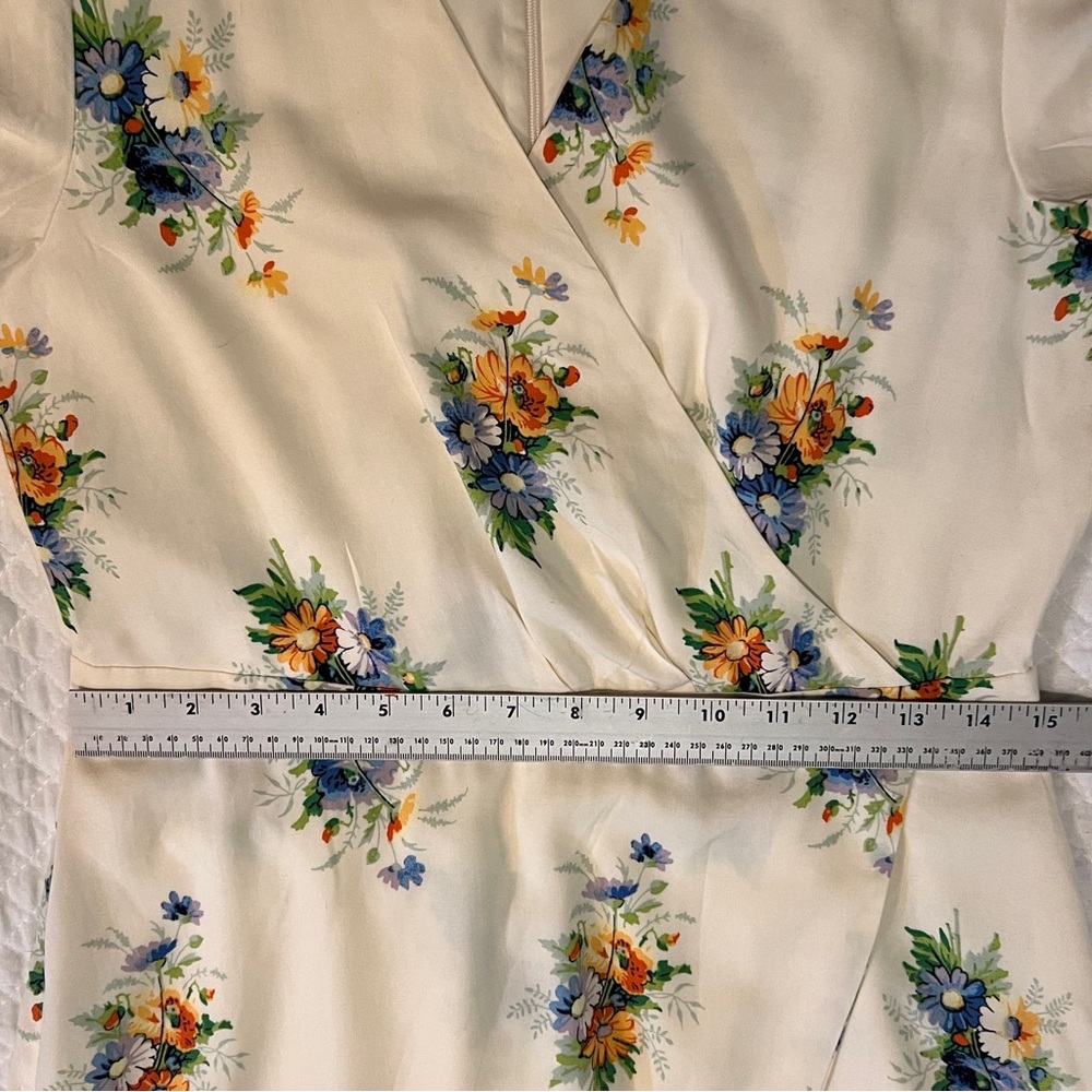 Madewell Cream Floral Maxi Dress with Blue & Orange Bouquet Print - Picture 14 of 16